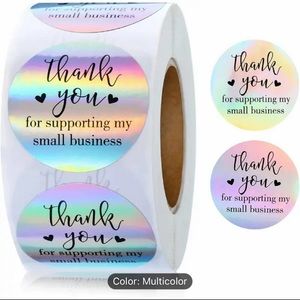 Thank You Stickers, 500 Piece, Holographic Thankyou For Order